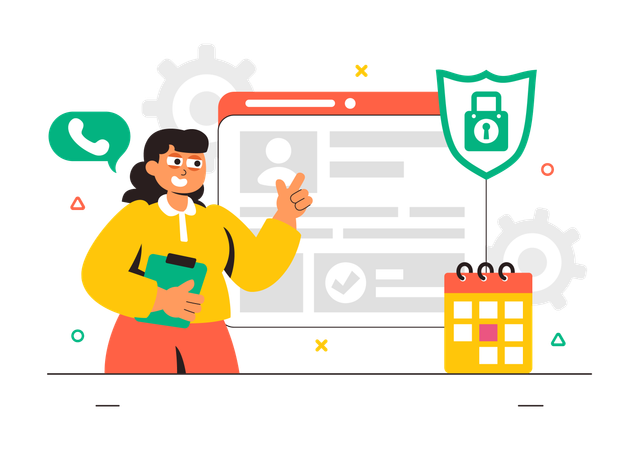 Businesswoman  working on online security  Illustration