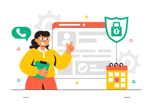 Businesswoman  working on online security  Illustration