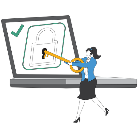Businesswoman working on online security system  Illustration