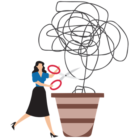 Businesswoman working on problem solving  Illustration