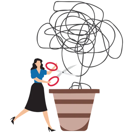 Businesswoman working on problem solving  Illustration