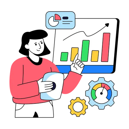 Businesswoman Working On Productivity  Illustration
