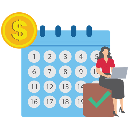 Businesswoman working on project task management  Illustration