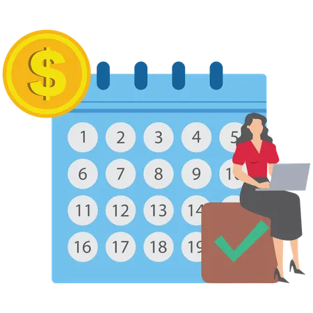 Businesswoman working on project task management  Illustration