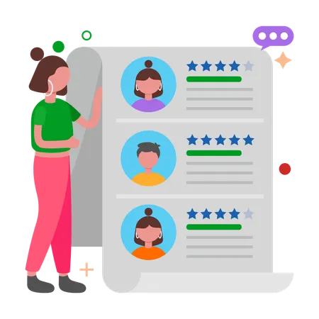 Businesswoman working on Recruitment Process  Illustration