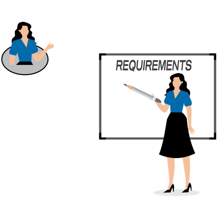 Businesswoman working on requirement gathering  Illustration