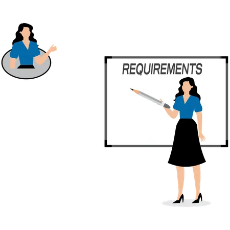 Businesswoman working on requirement gathering  Illustration