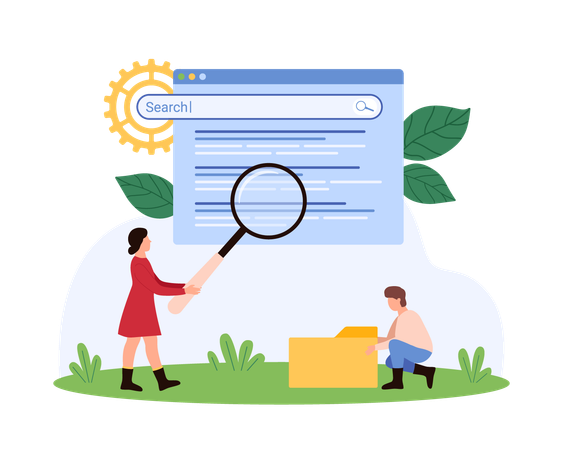 Businesswoman working on Search engine optimisation  Illustration