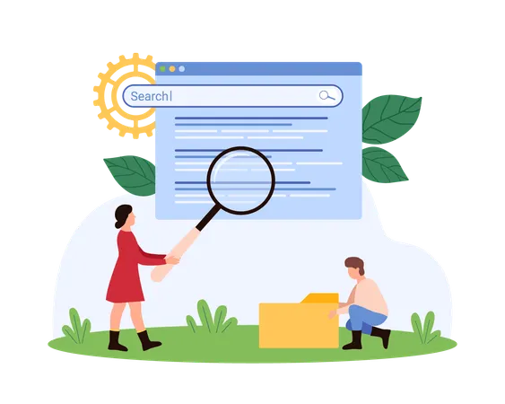 Businesswoman working on Search engine optimisation  Illustration