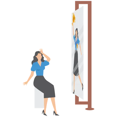 Businesswoman working on self perception  Illustration
