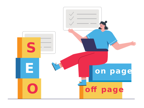 Businesswoman working on seo analysis  Illustration
