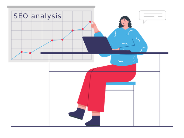 Businesswoman working on seo analysis  Illustration
