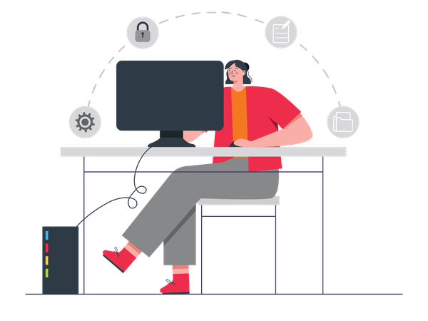 Businesswoman working on seo analysis  Illustration