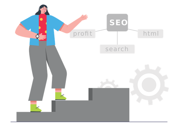 Businesswoman working on seo analysis  Illustration