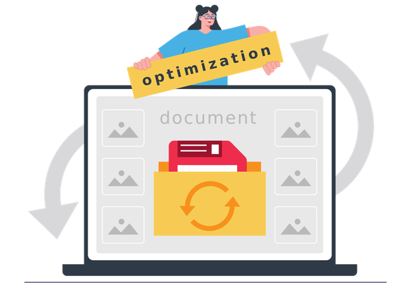 Businesswoman working on Seo optimisation  Illustration
