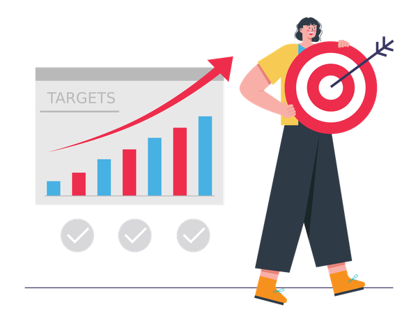 Businesswoman working on seo target  Illustration