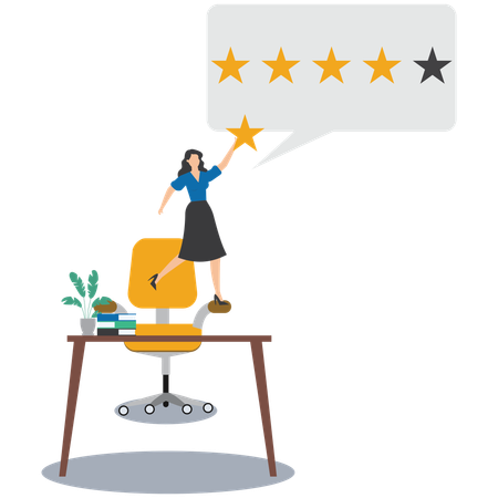 Businesswoman working on star rating  Illustration