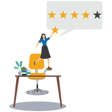 Businesswoman working on star rating  Illustration
