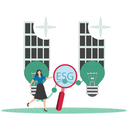 Businesswoman working on sustainable environment  Illustration