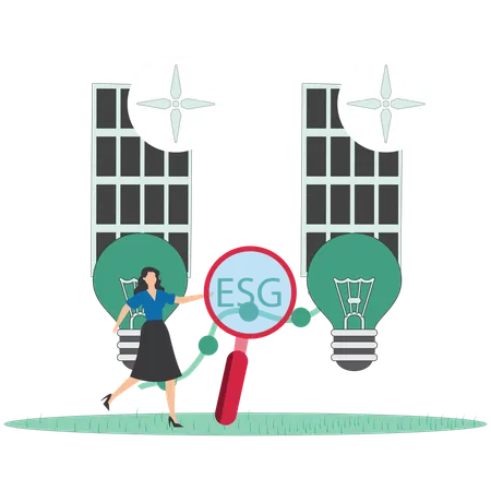 Businesswoman working on sustainable environment  Illustration