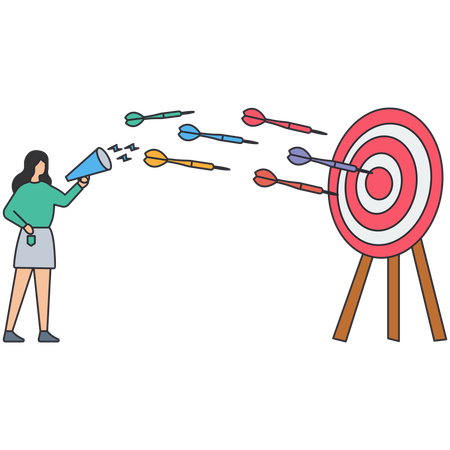 Businesswoman working on target audience  Illustration