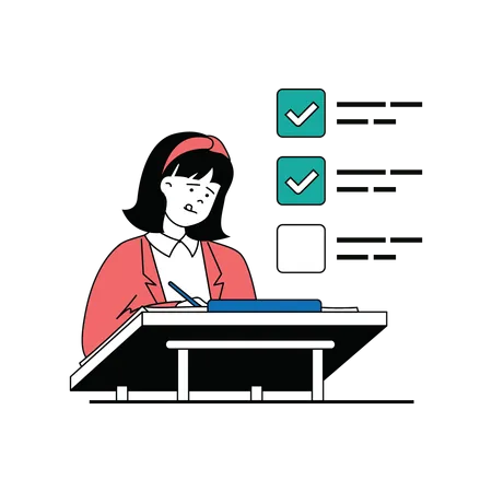 Businesswoman working on task one by one  Illustration