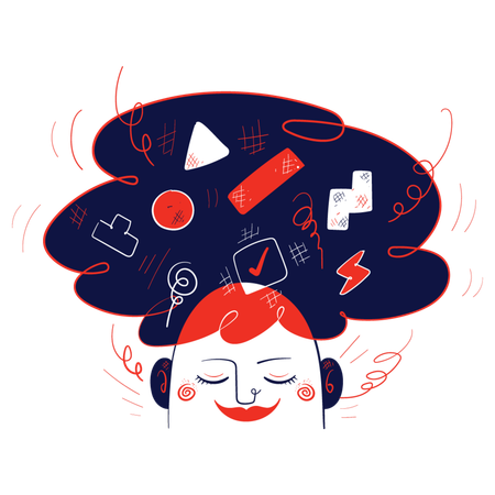 Businesswoman working on thought process  Illustration