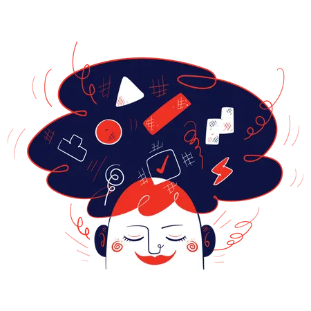 Businesswoman working on thought process  Illustration