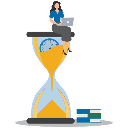 Businesswoman working on time investment  Illustration