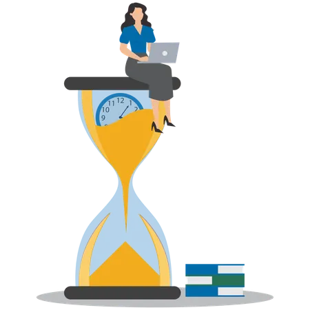 Businesswoman working on time investment  Illustration