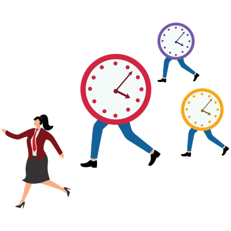 Businesswoman working on time pressure  Illustration