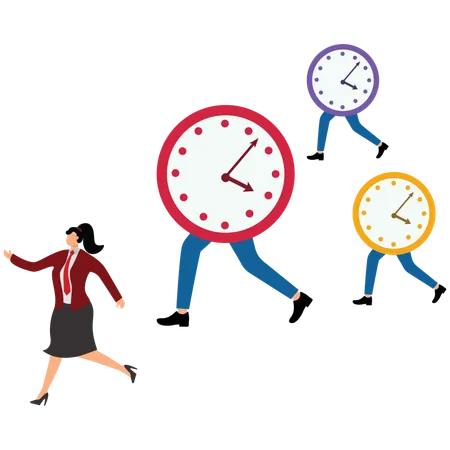 Businesswoman working on time pressure  Illustration