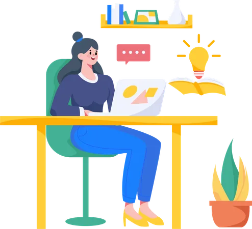 Businesswoman working on web designing  Illustration