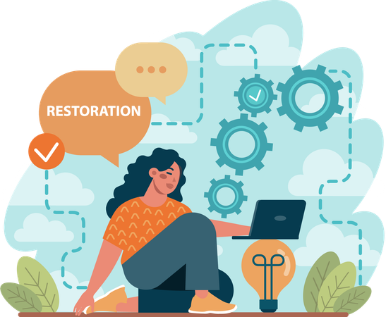 Businesswoman working on web performance  Illustration