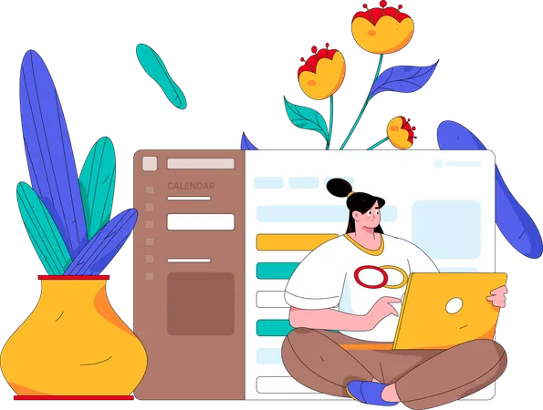 Businesswoman working online  Illustration
