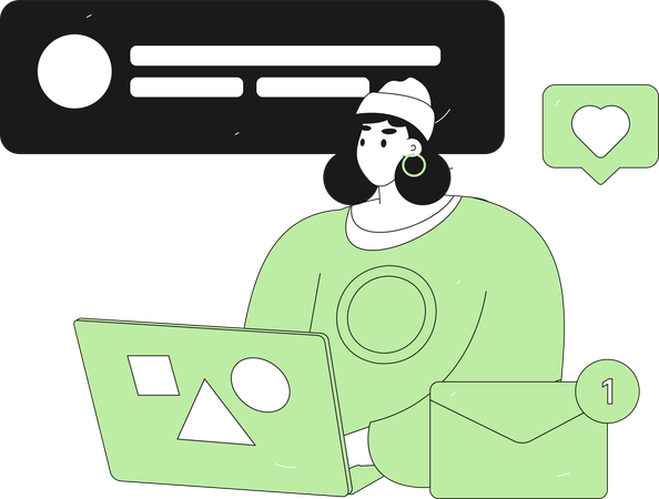 Businesswoman working online  Illustration