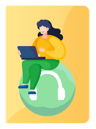 Businesswoman working remotely  Illustration