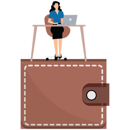 Businesswoman working to make more money  Illustration