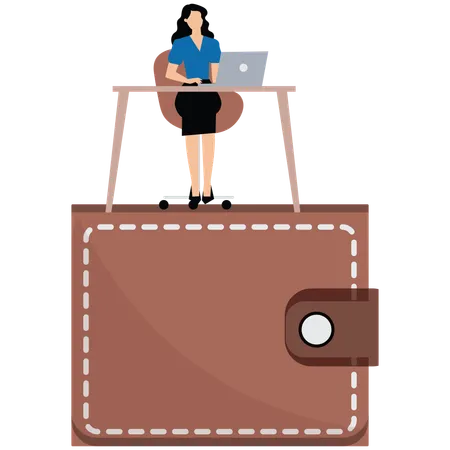 Businesswoman working to make more money  Illustration