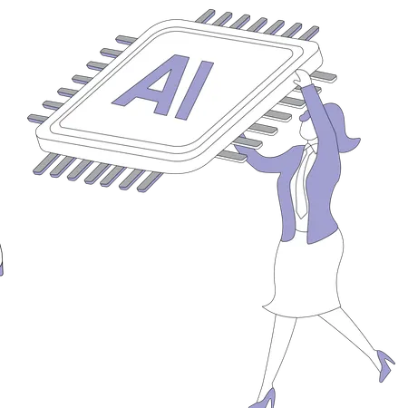 Businesswoman working with ai chip  Illustration
