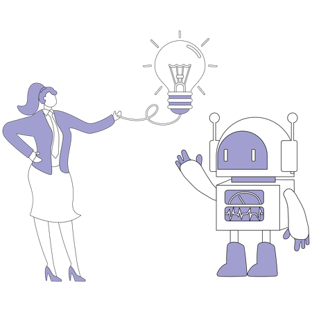 Businesswoman working with ai idea  Illustration