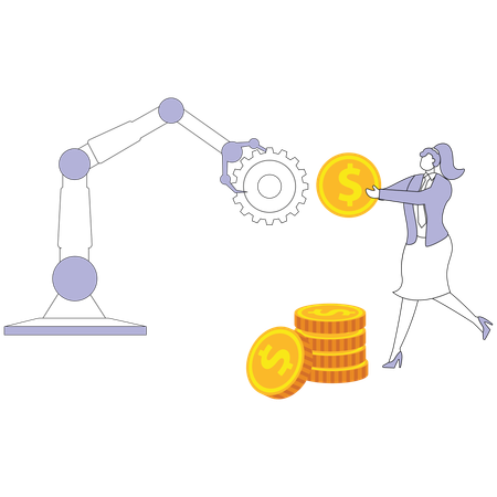 Businesswoman working with ai robot  Illustration