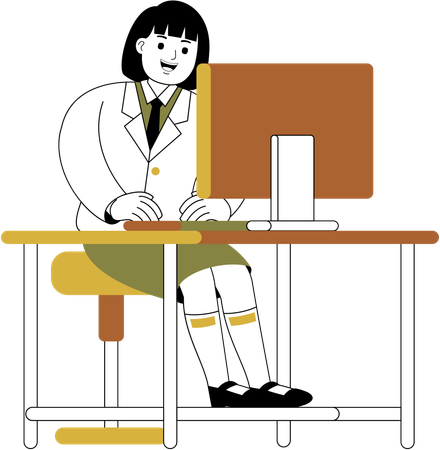 Businesswoman working with computer  Illustration