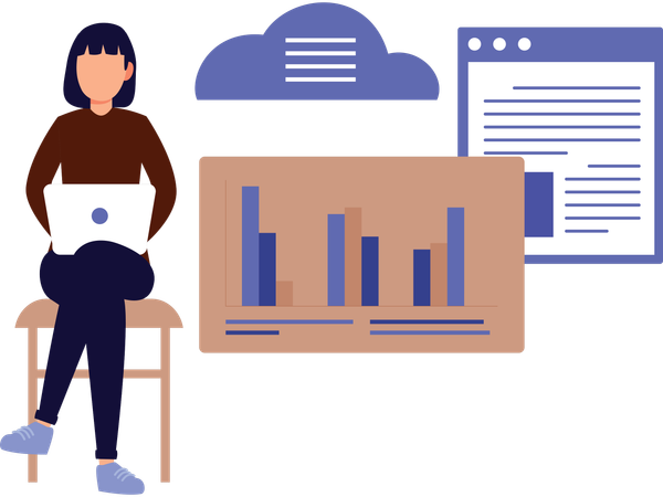 Businesswoman working with data visualisation  Illustration