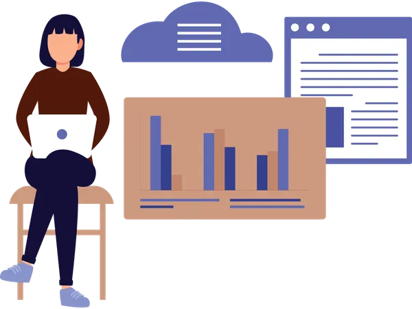 Businesswoman working with data visualisation  Illustration