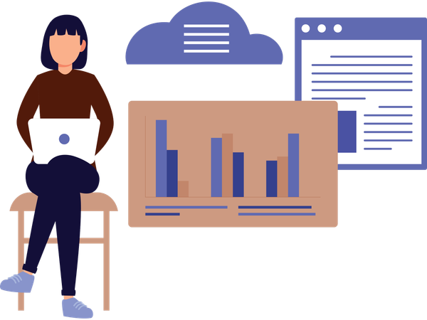 Businesswoman working with data visualisation  Illustration