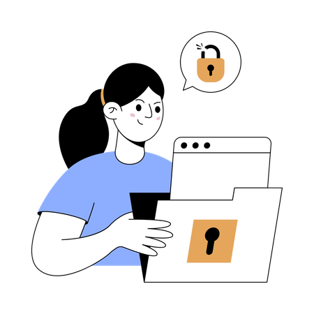 Businesswoman working with digital folder  Illustration