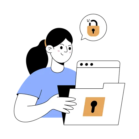 Businesswoman working with digital folder  Illustration