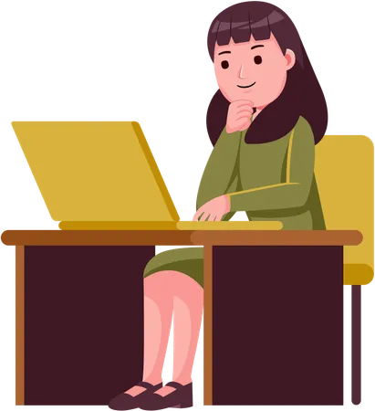 Businesswoman working with laptop  Illustration