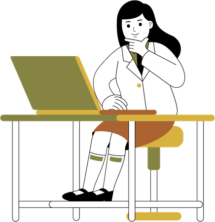 Businesswoman working with laptop  Illustration